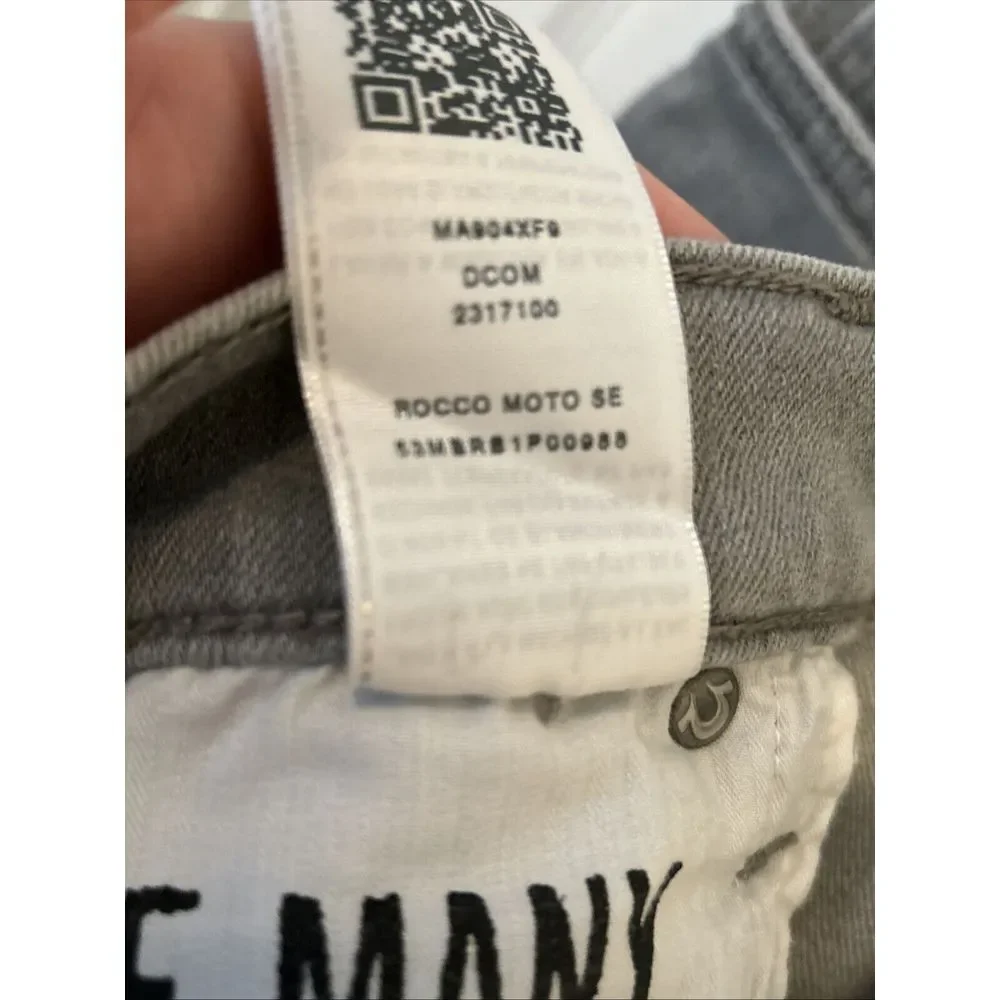 True Religion Rocco Moto DCOM Faded Slate Grey‎ Jeans 40